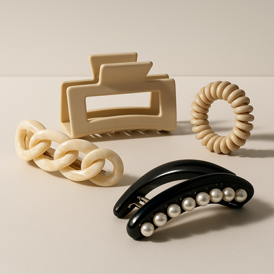 Accessoires pour cheveux variés présentés pour différents styles
