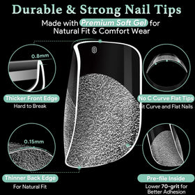 15 tailles de tips ongles carrés LEYKOSH avec numéros