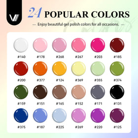 24 flacons de vernis gel colorés dans le kit VANREESA