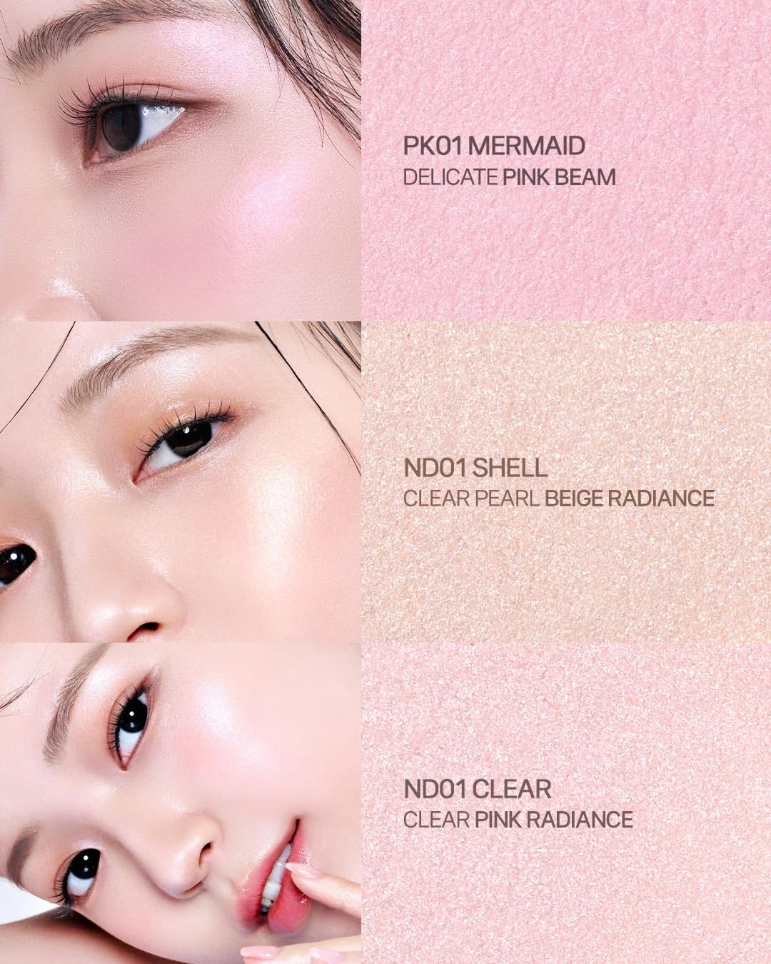 2aN Highlighter ND02, comparaison des teintes