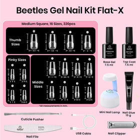 320 astuces d'ongles carrées en 16 tailles Beetles