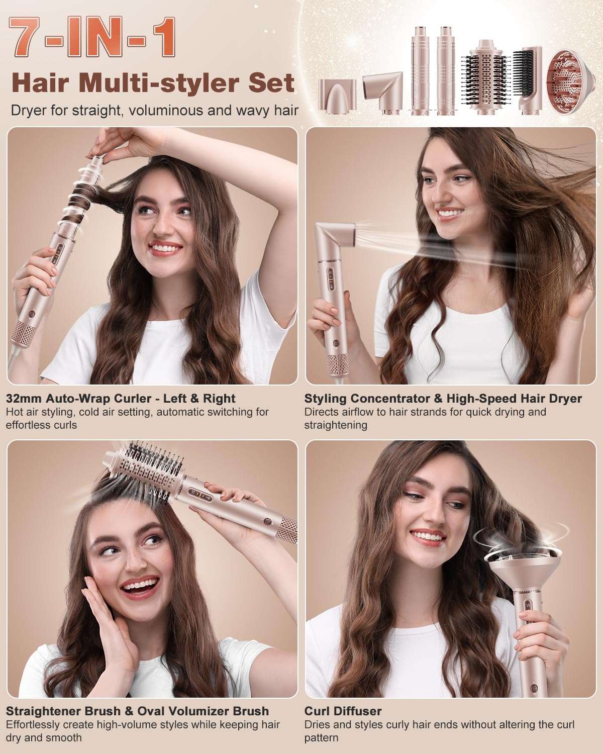 7MAGIC Multi-Styler 7-en-1 avec accessoires inclus