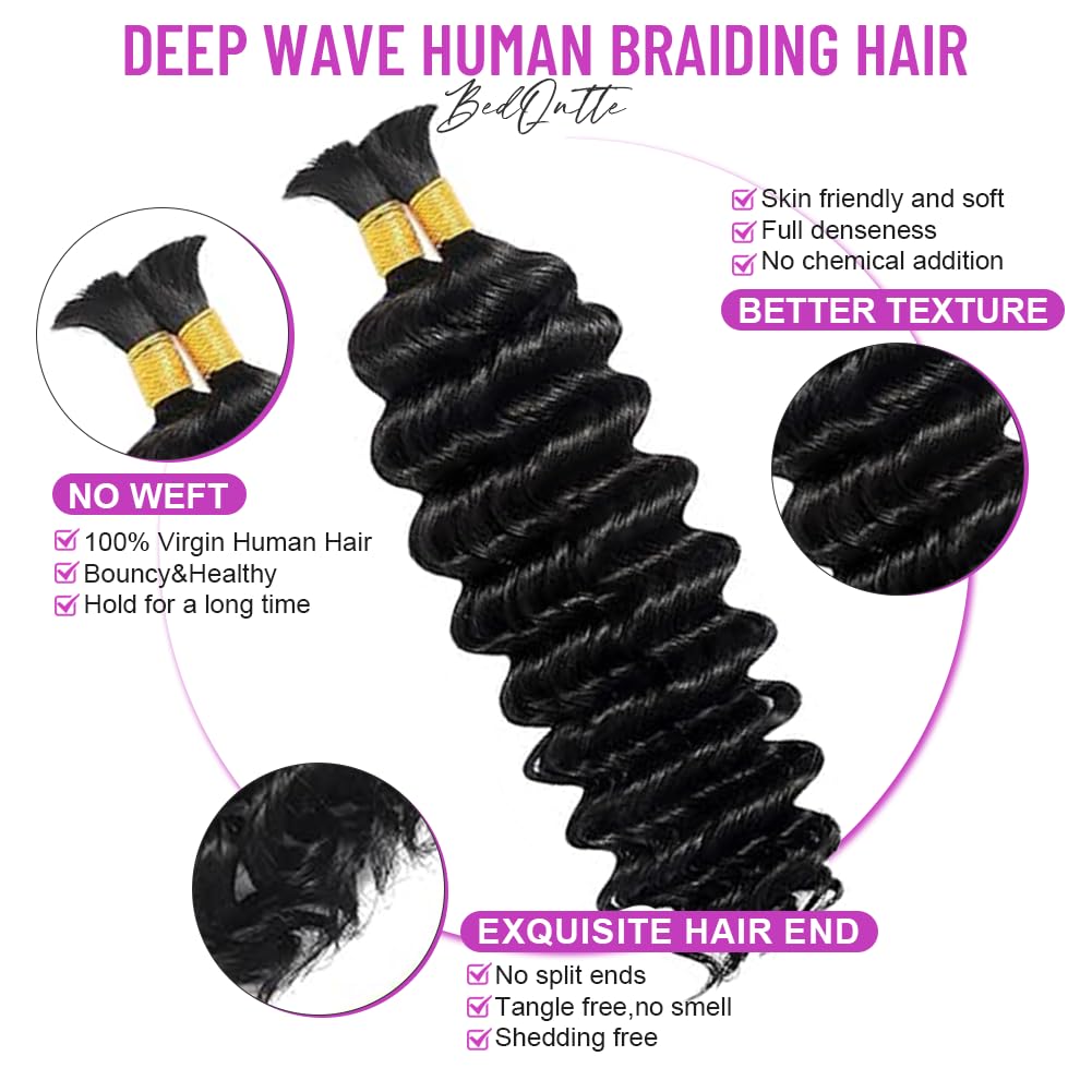 Acbhoa cheveux braiding humains bouclés 18 pouces couleur naturelle