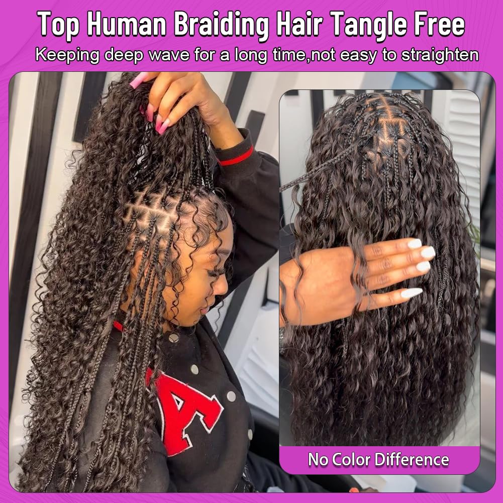 Acbhoa cheveux braiding humains bouclés 18 pouces texture naturelle
