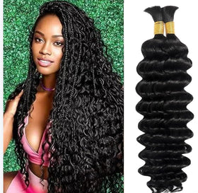 Acbhoa cheveux braiding humains bouclés 18 pouces vue avant
