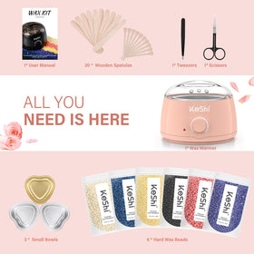 Accessoires du kit d'épilation KeShi avec applicateurs et ciseaux