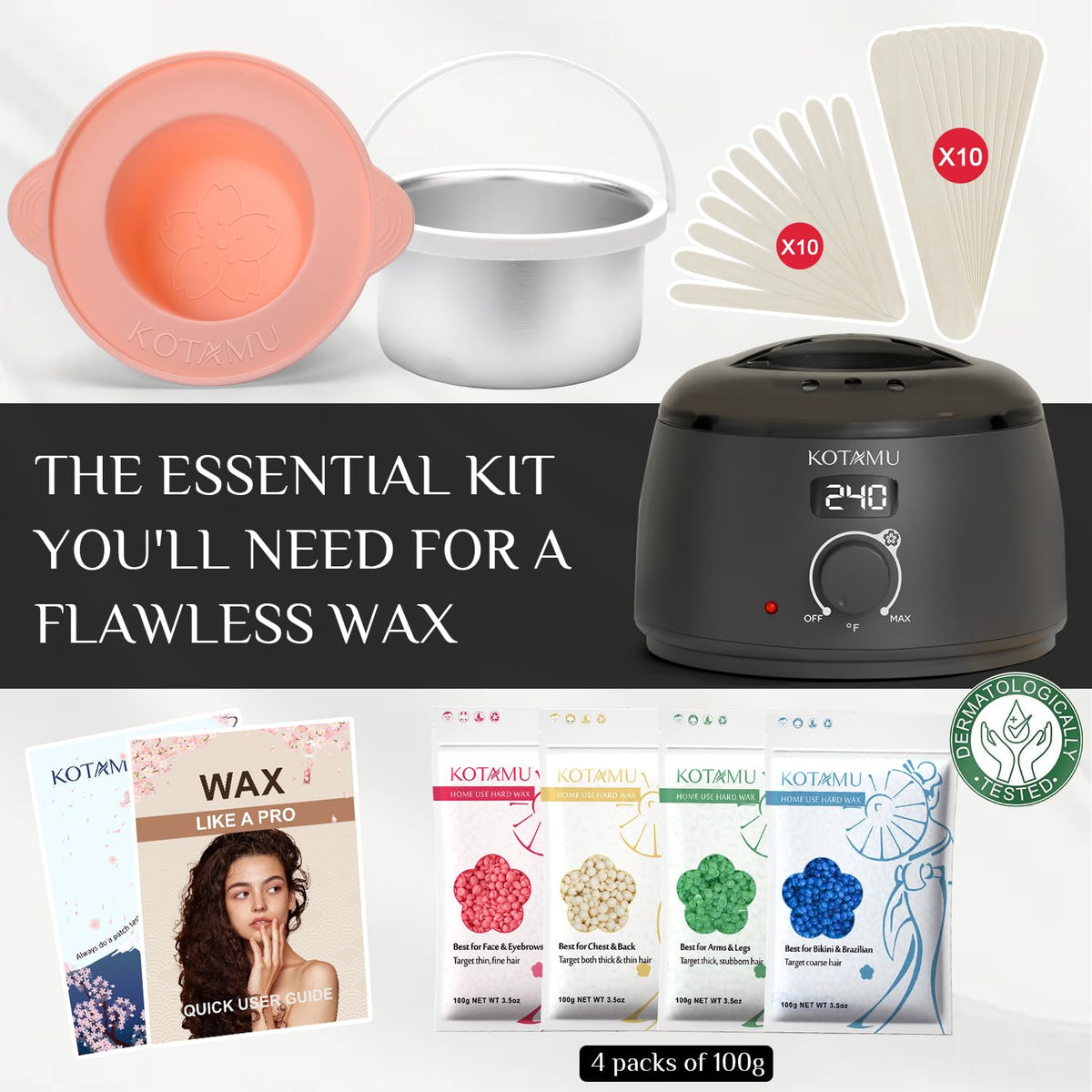 Accessoires du kit de cire KOTAMU pour une épilation efficace