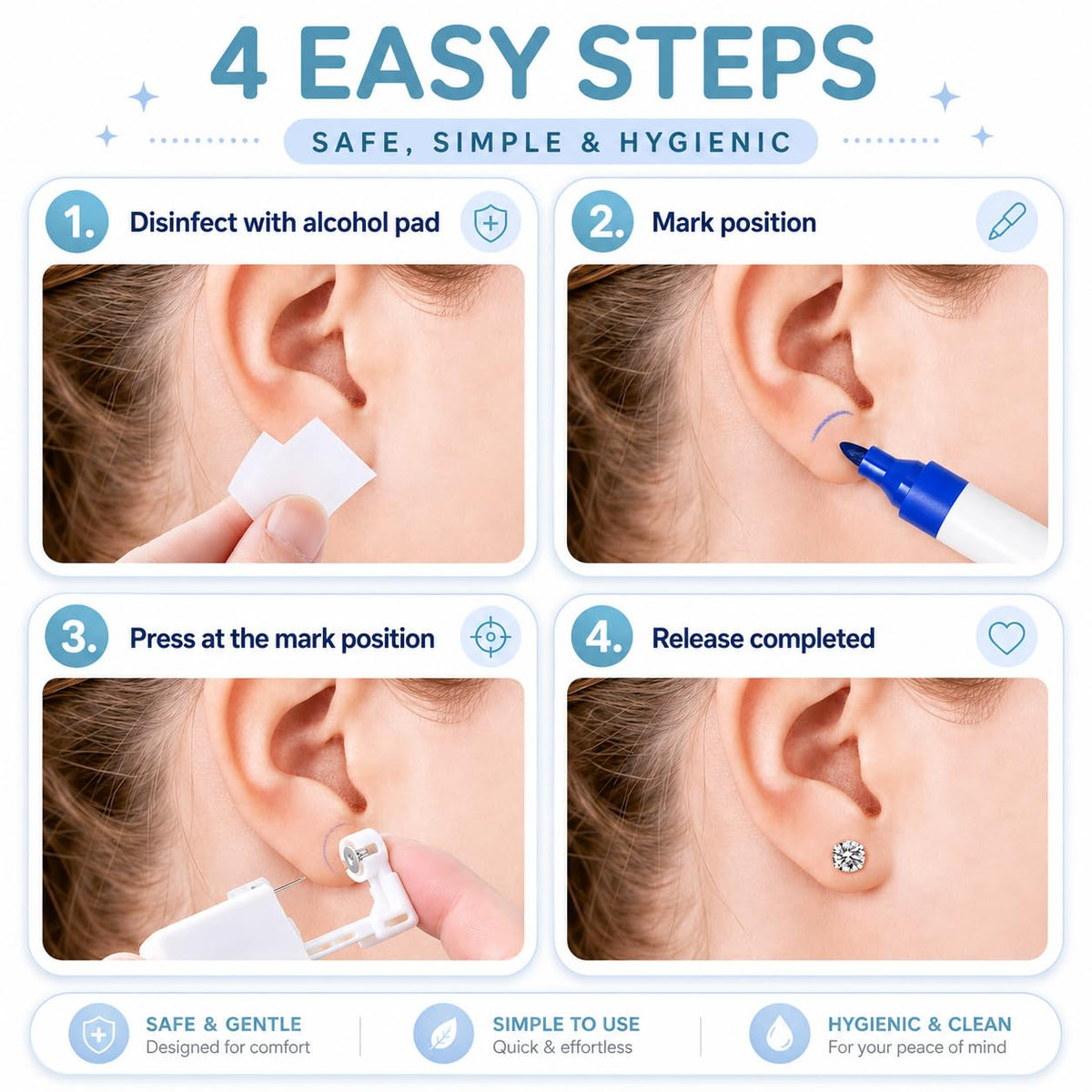 Accessoires inclus dans le kit de piercing Anzero