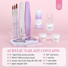 Acrylique en poudre blanche, rose et transparente du kit SAVILAND
