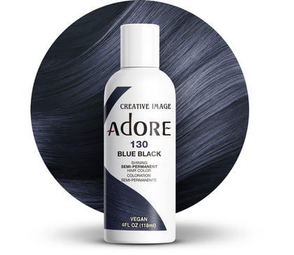 Adore Semi-Permanent Hair Color 130 Noir Bleu vue de face avec étiquette