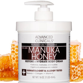 Advanced Clinicals Crème Corporelle Miel de Manuka 500g vue de face