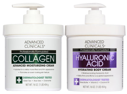 Advanced Clinicals Crème Hydratante Acide Hyaluronique et Collagène vue de face