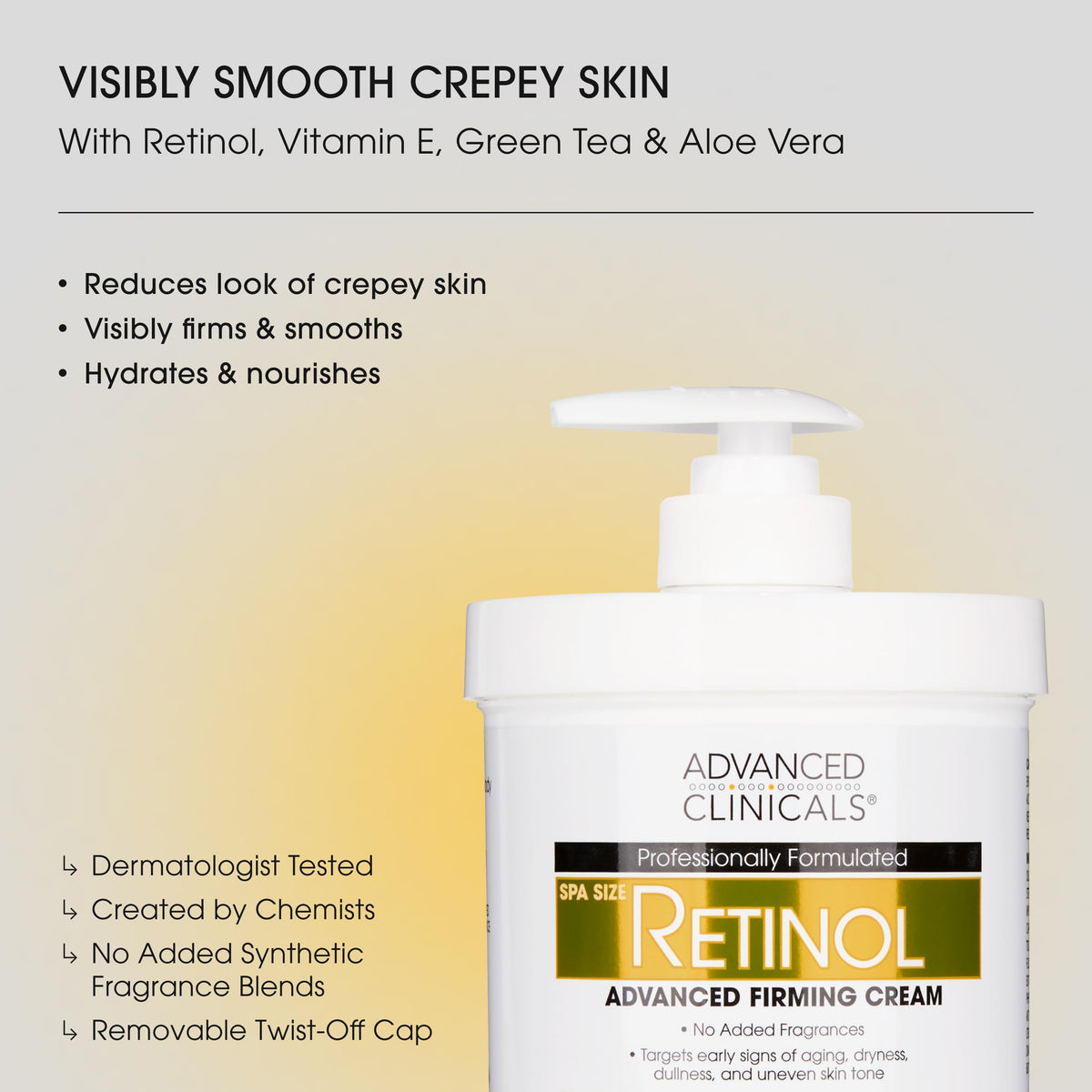 Advanced Clinicals Crème Hydratante Retinol 16 oz vue arrière