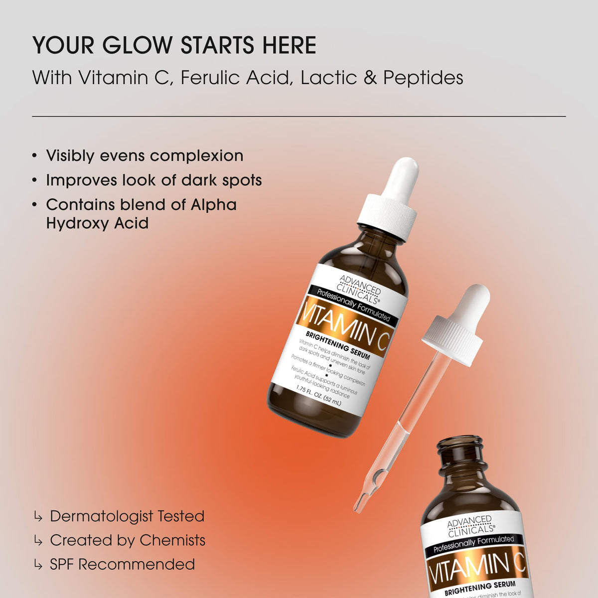 Advanced Clinicals Sérum Vitamine C par 12,7 cm avec pipette