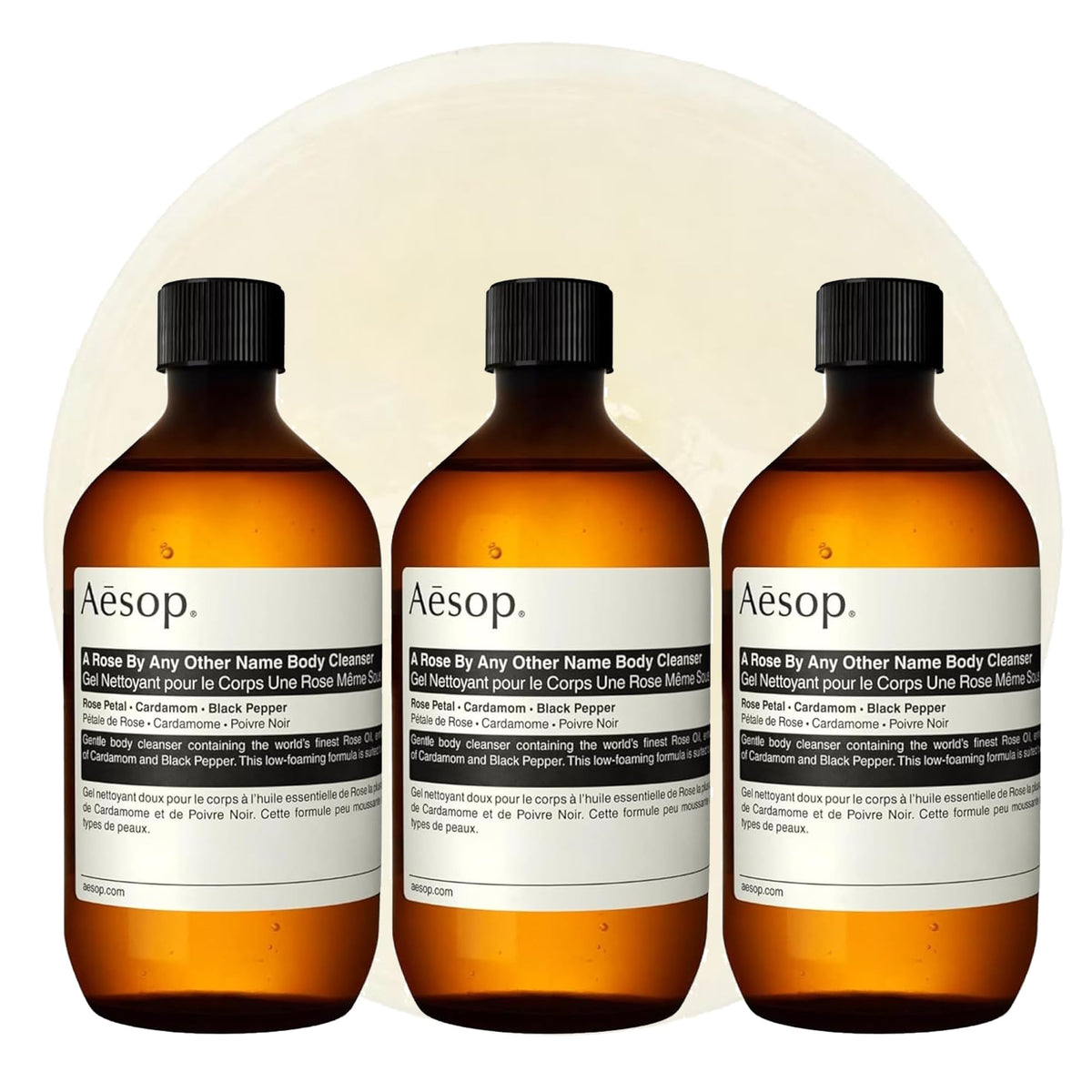 Aesop Gel Douche A Rose 500 mL vue avant avec étiquette