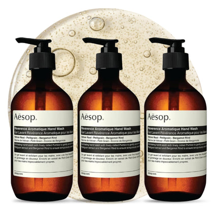 Aesop Reverence Aromatique Exfoliating Hand Wash 500mL pack de 3