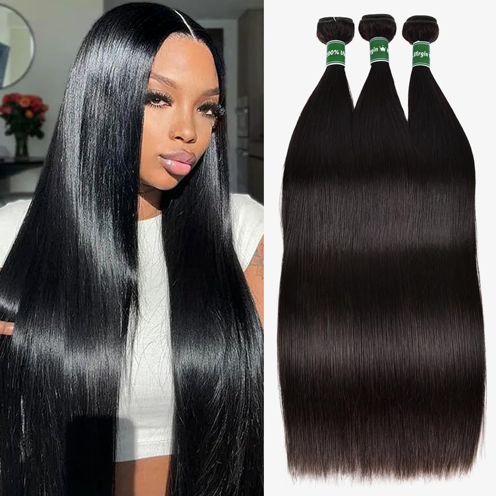 Afeier 30 pouces extensions cheveux brésiliens naturels, vue de face