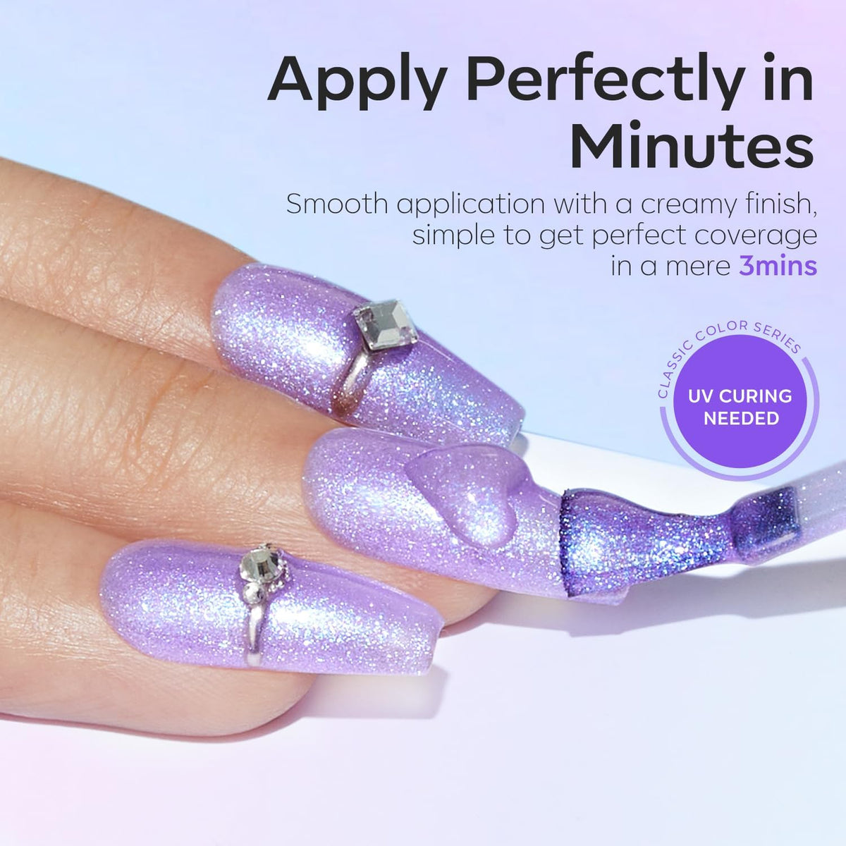 Affichage de la texture lisse du vernis gel modelones