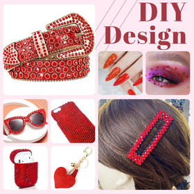 Affichage de strass en résine rouge sur des accessoires de mode