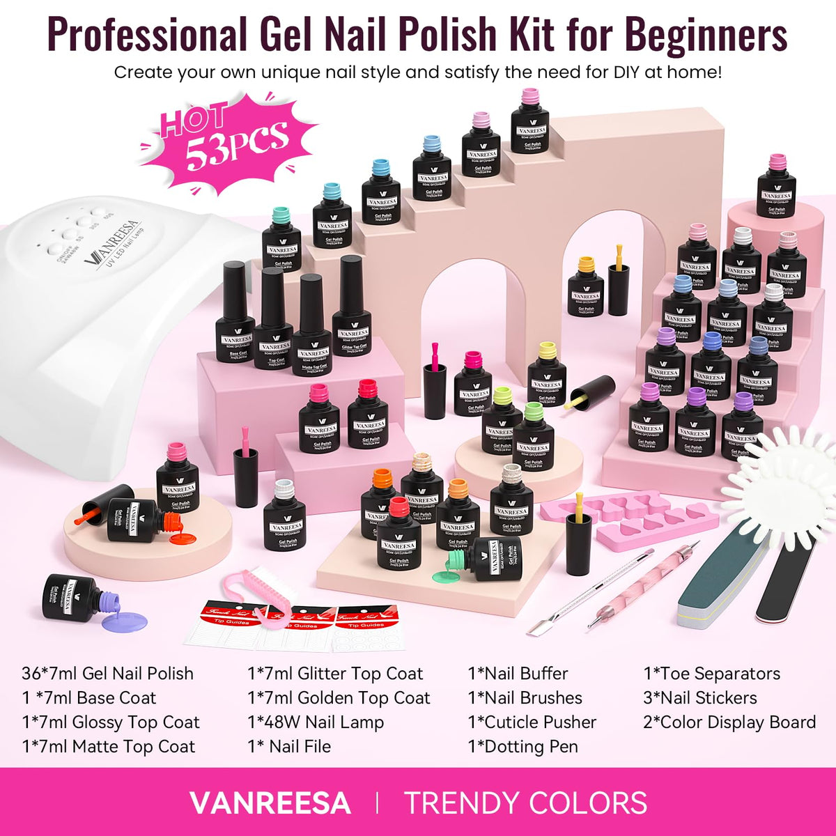 Affichage des couleurs de vernis à ongles gel