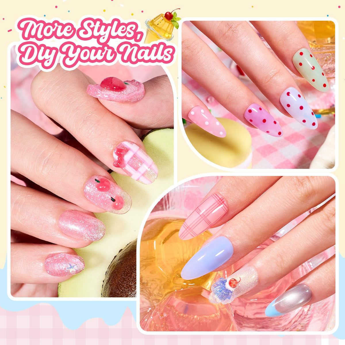 Affichage des couleurs pastel de l'ensemble de vernis à ongles