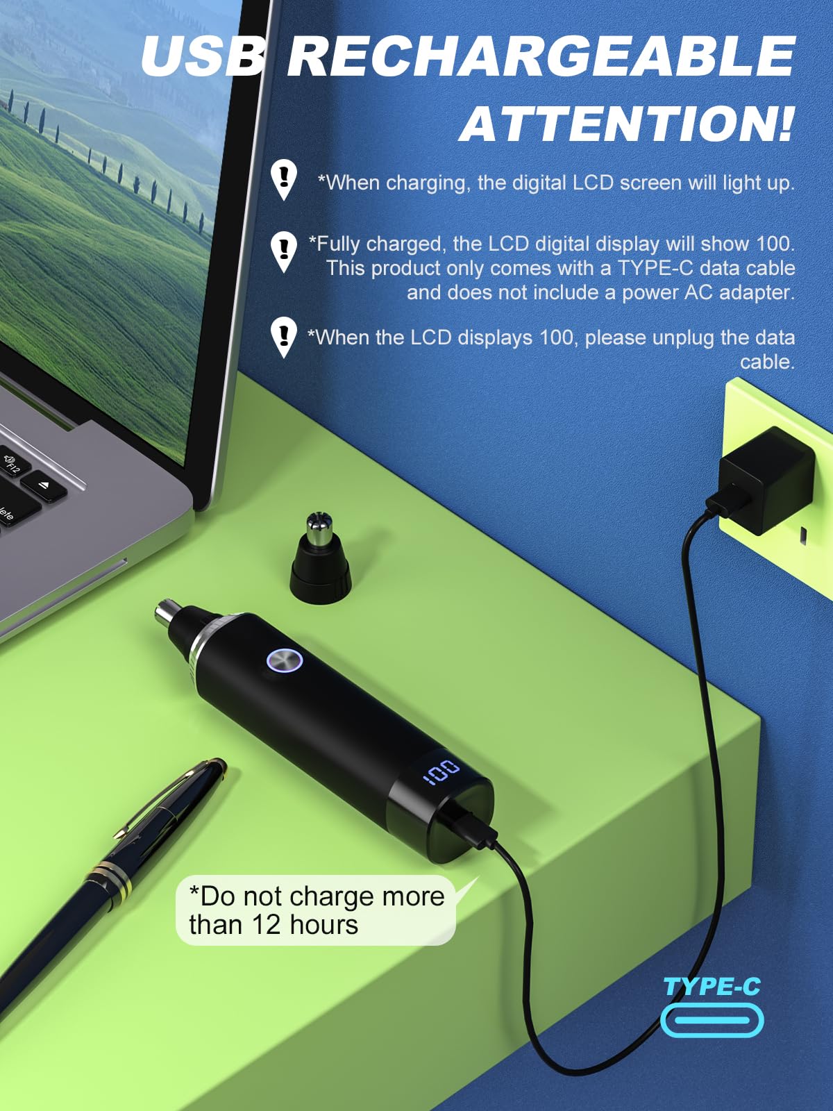 Affichage LED de la tondeuse Ginity montrant le niveau de batterie