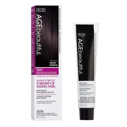 AGE beautiful Teinture Capillaire Permanente 3NV Marron Violet Froid, vue avant