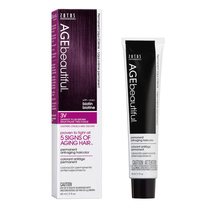 AGE beautiful Teinture Capillaire Permanente 3V Brun Prune Foncé, emballage avant