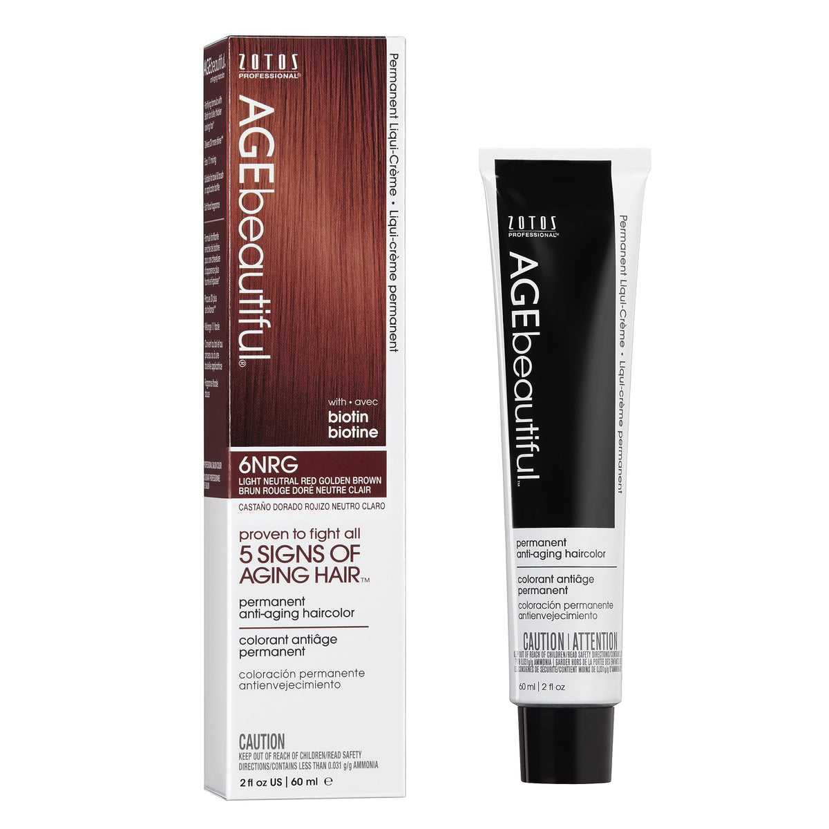 AGE beautiful Teinture Capillaire Permanente 6NRG Rouge Doré - avant de l'application
