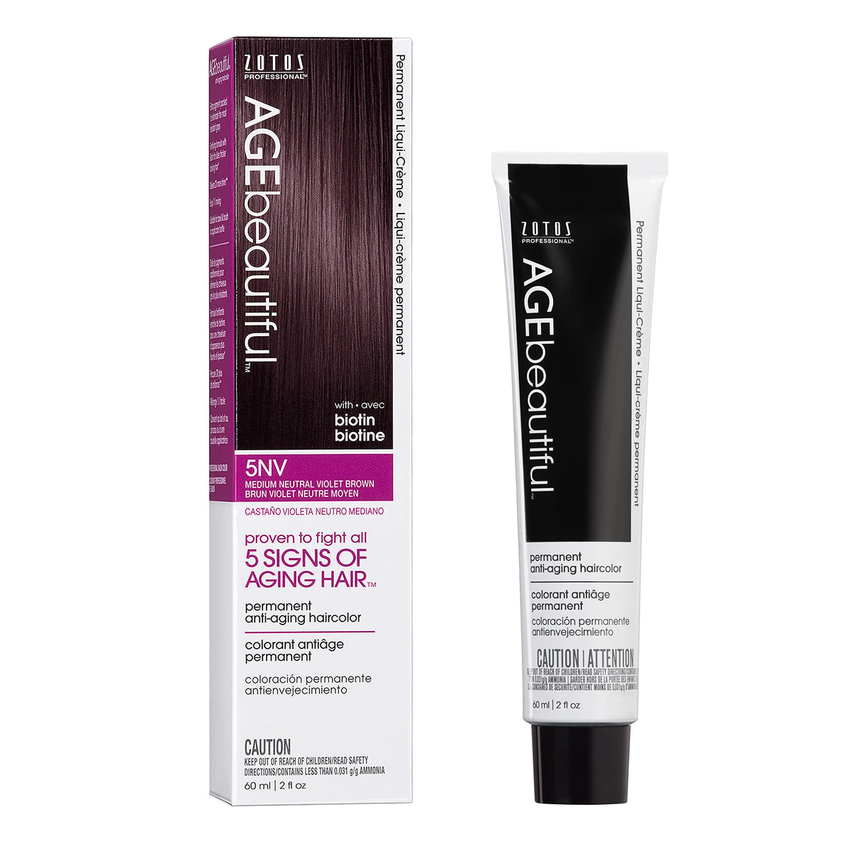 AGE beautiful Teinture Cheveux 5NV Brun Violet Neutre 80g avant application
