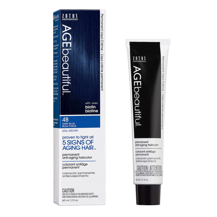 AGE beautiful Teinture Cheveux Permanente 4B Bleu Nuit 82g vue de face
