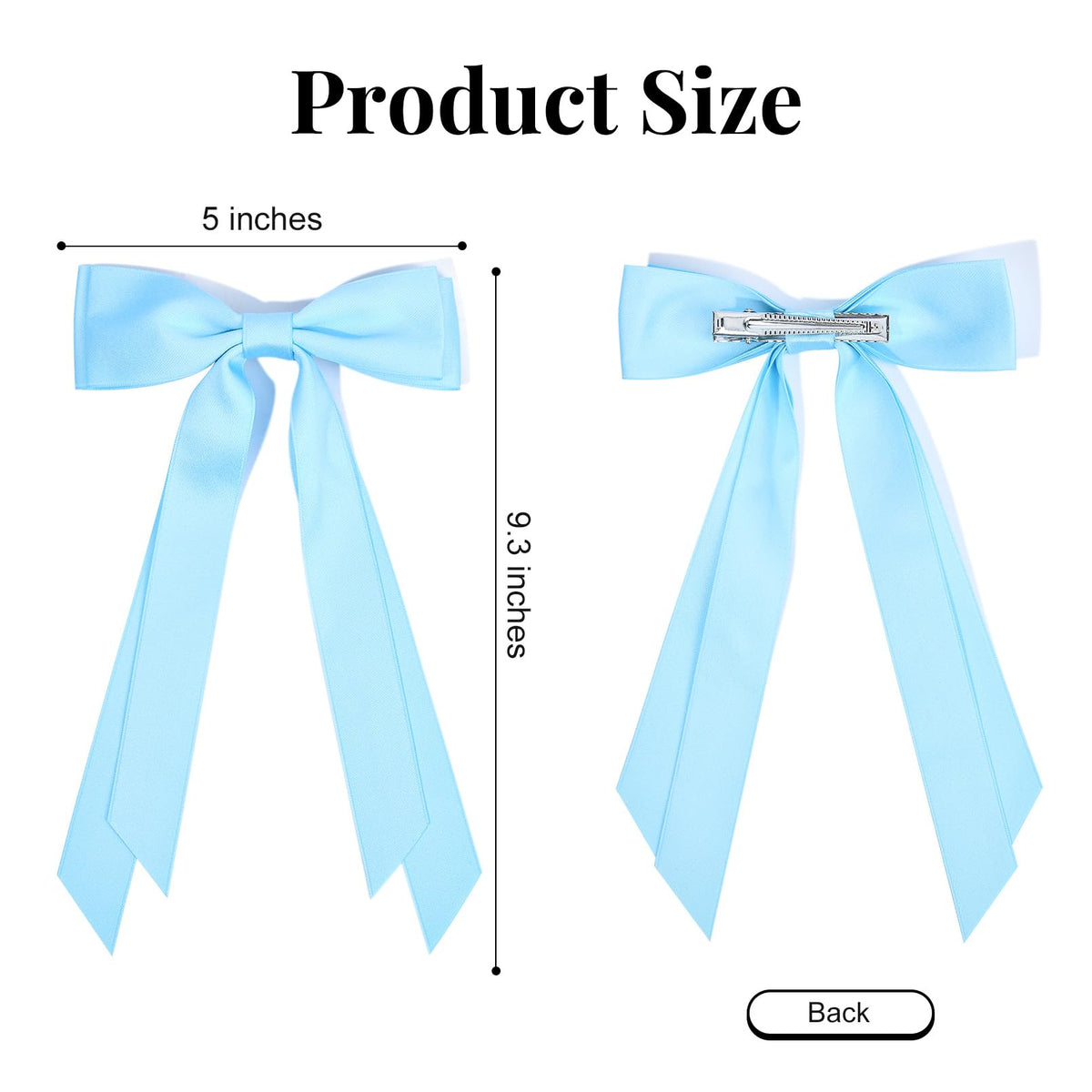 Aileam Bows à Cheveux en Satin bleu et beige sur un fond blanc