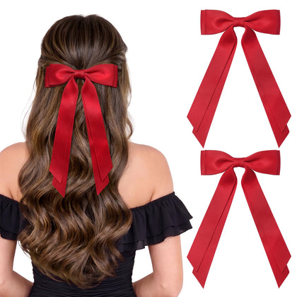 Aileam Bows en Satin 2pcs modèle rouge avec clip alligator