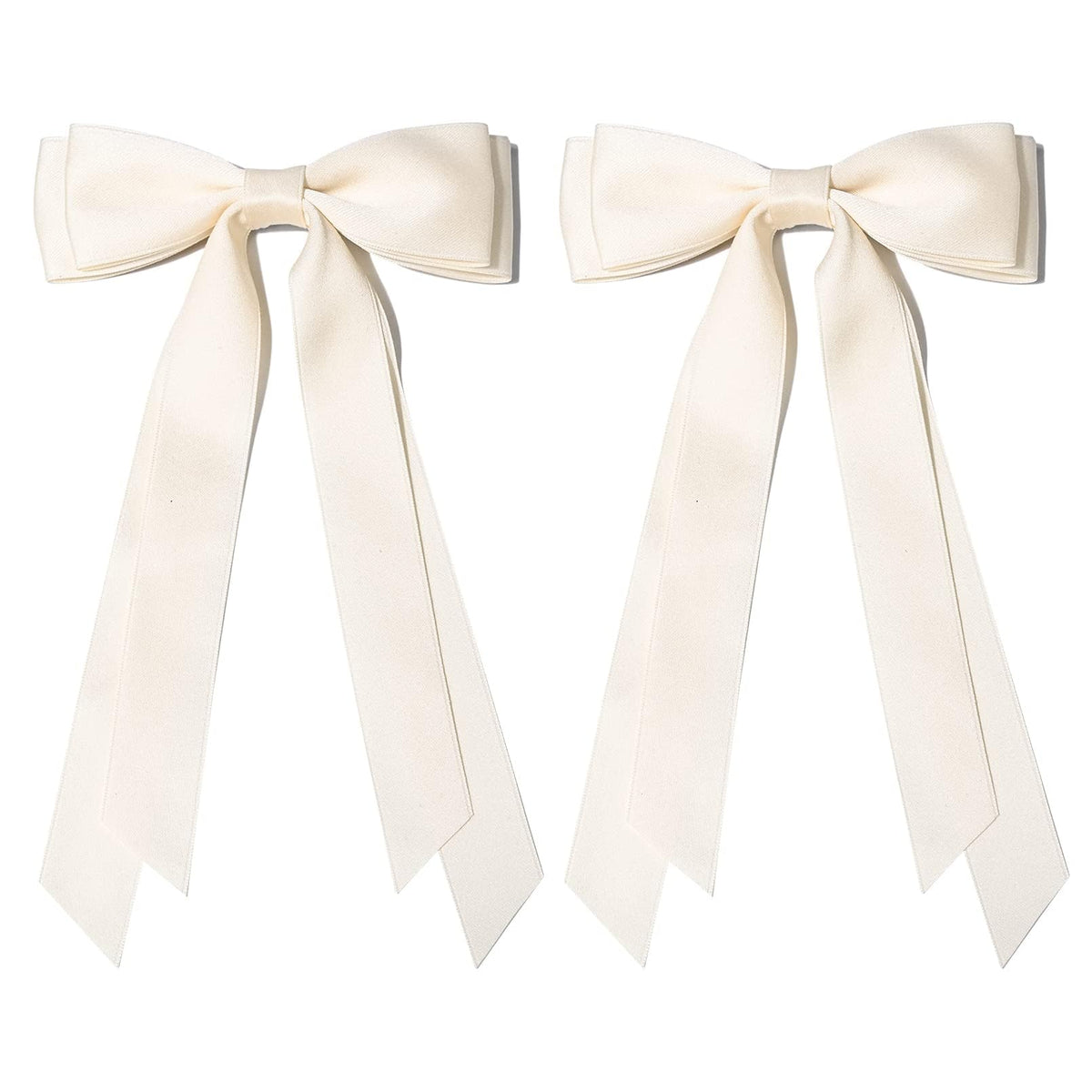 Aileam Bows Satiné 2PCS beige clair en usage sur des cheveux