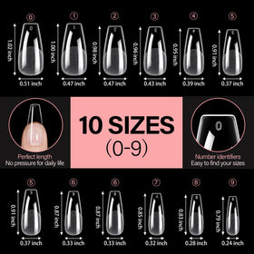 AILLSA Faux Ongles Longs Coffin 216PCS avec vernis à ongles