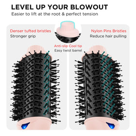 Aima Beauty Brosse Sèche Cheveux rose en utilisation sur des cheveux longs