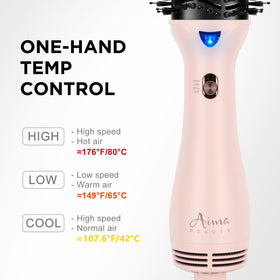 Aima Beauty Brosse Sèche Cheveux rose sur un fond blanc