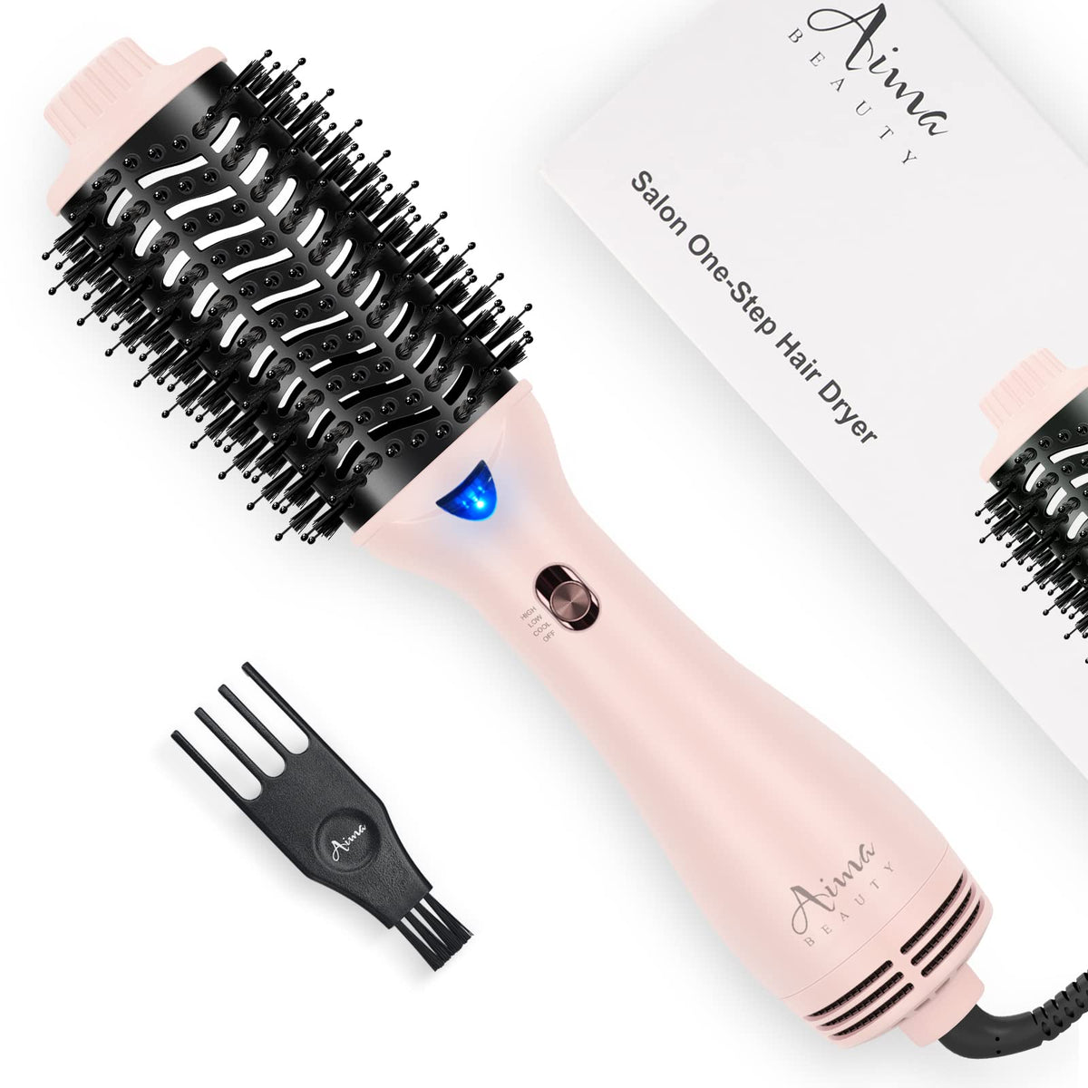 Aima Beauty Brosse Sèche Cheveux Volumatrice rose vue de face
