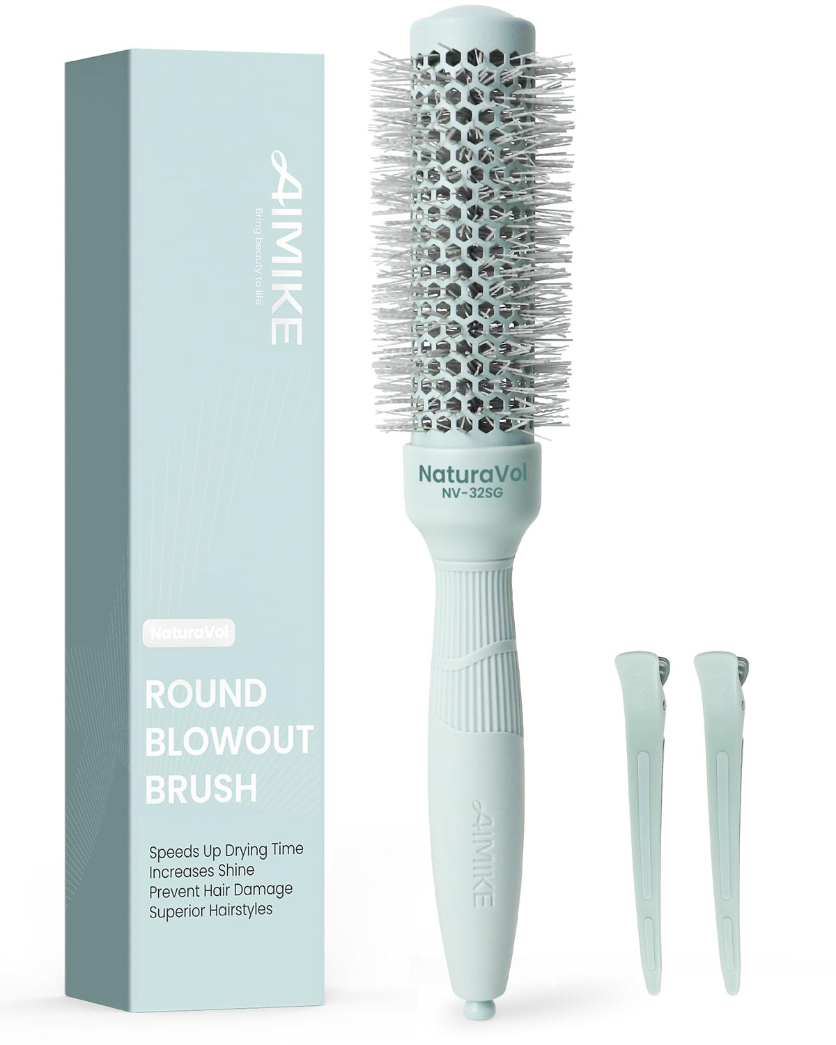 AIMIKE Brosse Ronde NaturaVol 1,3" avec poils en nylon