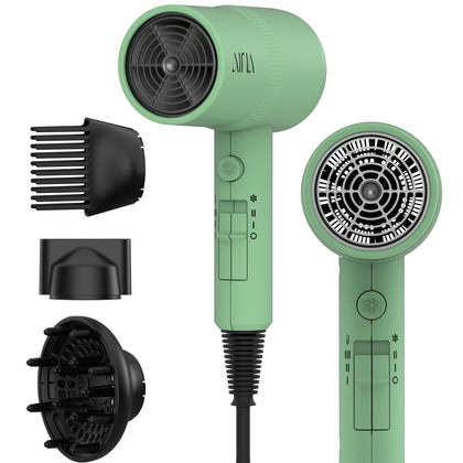 Aina Sèche-Cheveux 1600W vert avec diffuseur et accessoires