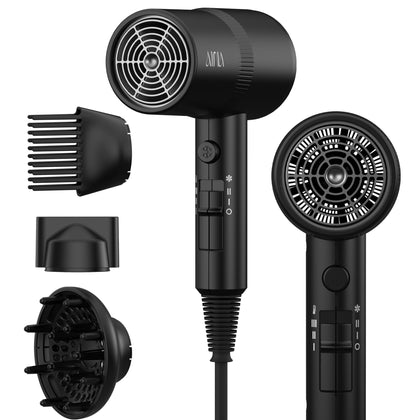 Aina Sèche-Cheveux Noir avec Diffuseur et Accessoires