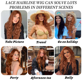 AISI HAIR Perruque auburn 26 pouces portée lors d'une fête