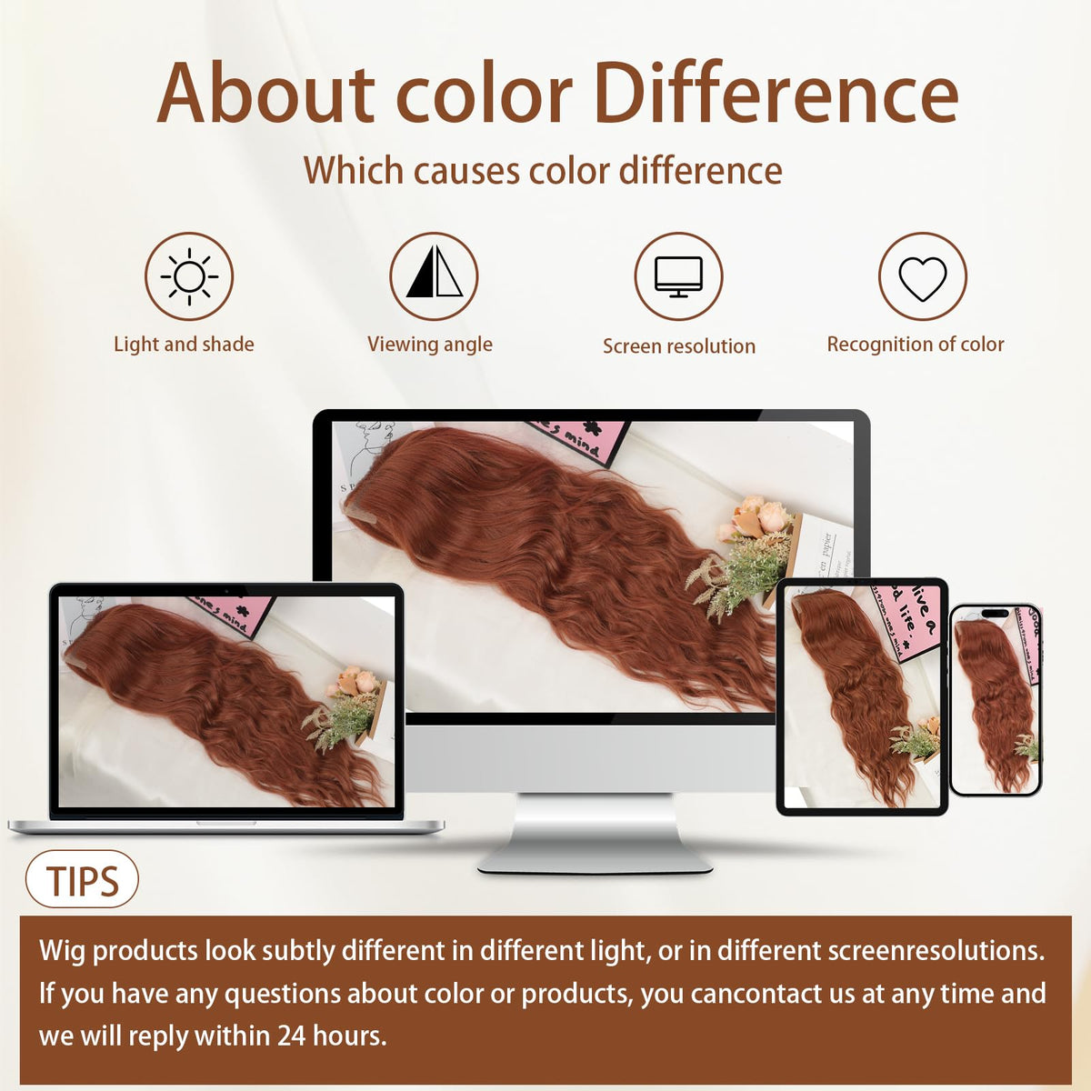 AISI HAIR Perruque auburn avec instructions d'utilisation