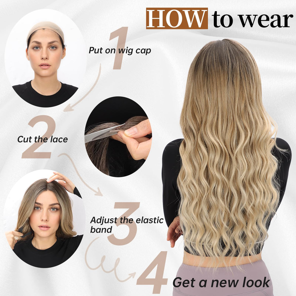 AISI HAIR Perruque auburn vue à plat montrant la doublure intérieure