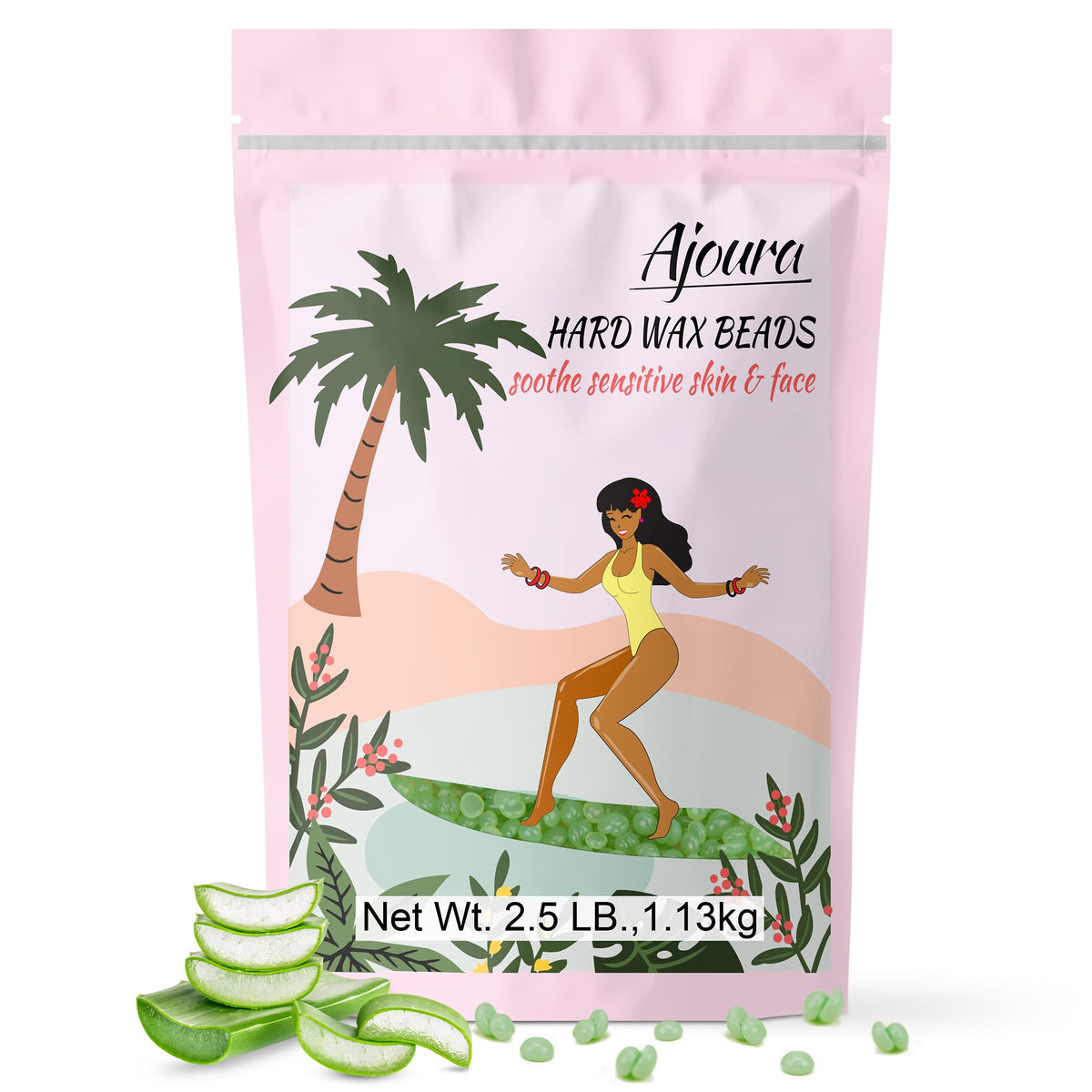 Ajoura perles de cire dure verte en paquet de 2,5 lb
