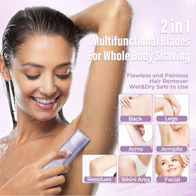 Akunbem tondeuse bikini électrique 2 en 1 en utilisation sur la jambe