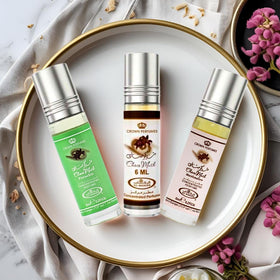 Al-Rehab Choco Musk parfum huile 6ml dans un environnement élégant