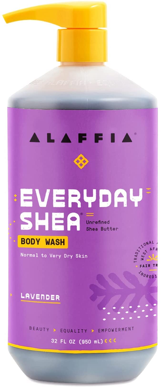 Alaffia Gel Douche Everyday Shea Lavande, emballage durable et éthique