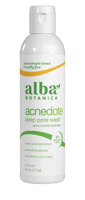 Alba Botanica Acnedote gel nettoyant pour pores profonds 6 oz vue de face