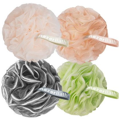 AmazerBath Éponge de Bain Lot de 4 en couleurs orange, vert, gris et beige